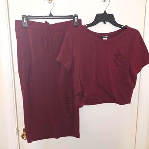 Fashion nova match skirt and crop top size XL